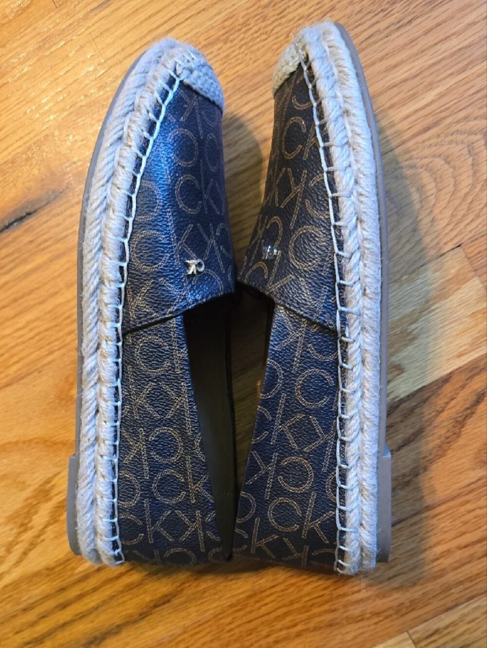 Calvin Klein Navy Monogram Espadrilles with Matching Wristlet